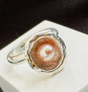 Pink Pearl Waterdrop Ring
